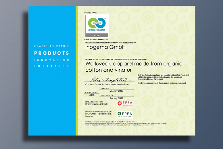 Inogema's Vinatur® C2C Gold brand receives Material Health Platinum certification
