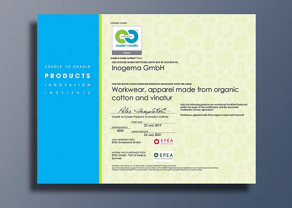 Inogema erhält mit seiner Marke Vinatur® C2C Gold Zertifizierung mit Material Health Platin